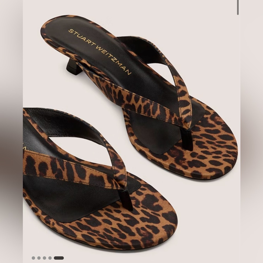 Stuart Weitzman Rio Sleek Leopard Kitten-Heel Sandals - size 8.5B - Picture 11 of 11